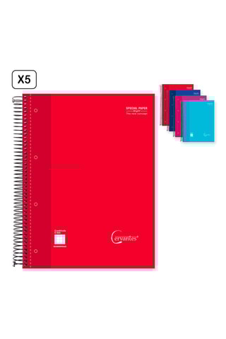 5 Ruitschriften met Spiraal - 120 Vellen - Rood en Blauw - 21 x 29,7 x 2 cm