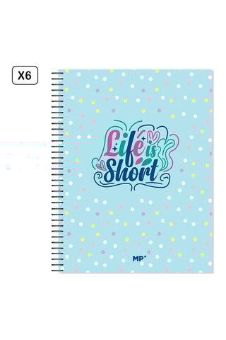 6 Ruitschriften met Spiraal - 120 Vellen - Hemelsblauw en Roze - 231 x 295 mm