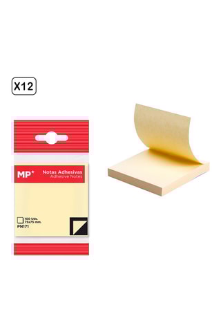 12 Zelfklevende Memoblaadjes - Geel - 75 x 75 mm
