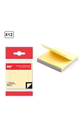12 Zelfklevende Memoblaadjes - Multicolor - 75 x 75 mm