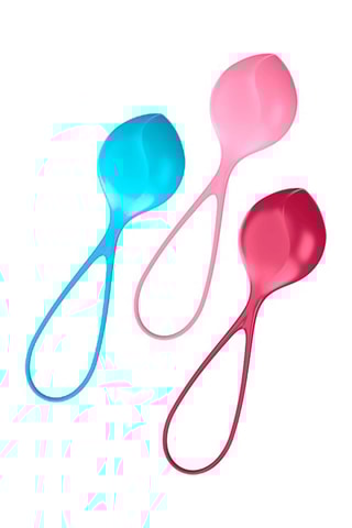 3 boules de geisha Satisfyer Strengthening Balls - Turquoise, rose et rouge - 12,5 cm