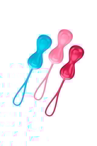 3 boules de geisha Satisfyer Power Balls - Turquoise, rose et rouge - 17,6 cm