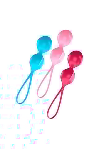 3 boules de geisha Satisfyer V Balls - Turquoise, rose et rouge - 15,6 cm