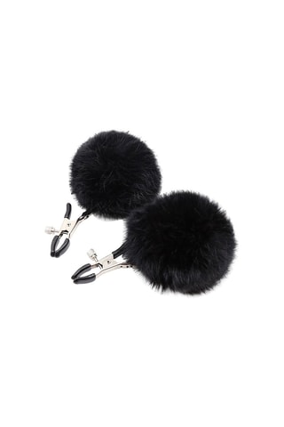 Pinces à seins avec pompons - Noir