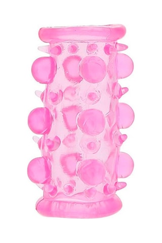 Gaine pénienne perlée avec picots souples - Rose - 7 cm