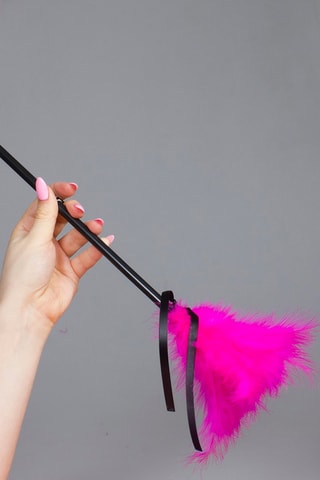 Cravache avec plumeau - Fuschia - 48 cm