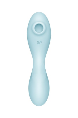 Vibromasseur connecté waterproof en silicone 3 en 1 Curvy Trinity 5+ - Ciel - 16,5 cm