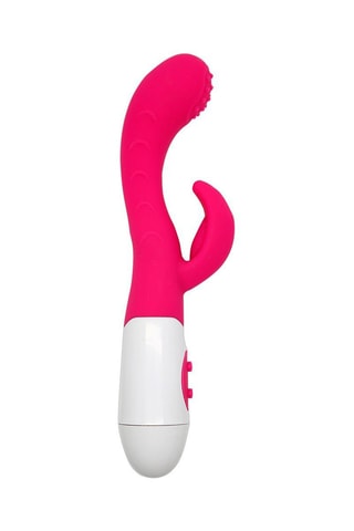 Vibromasseur rabbit - Rose et blanc - 20 x 3 cm