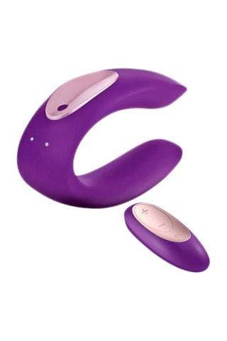 Vibromasseur Satisfyer Double Plus Remote - Violet - 8,8 cm
