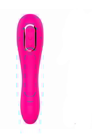 Vibromasseur stimulateur 2-en-1 télécommandé - Rose - 19 cm