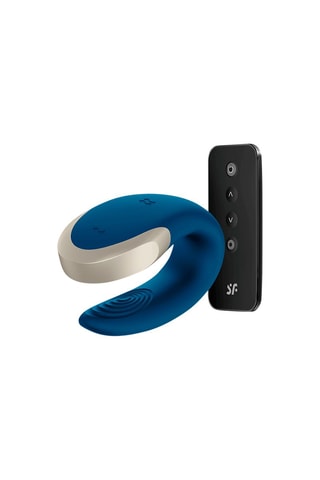 Stimulateur vibromasseur waterproof pour couple Double Joy Satisfyer - Bleu