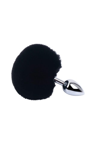 Plug anal avec pompon - Taille S - Noir et argenté