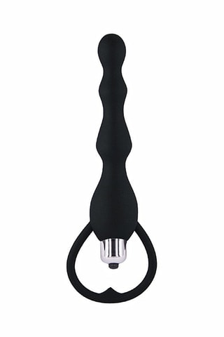 Plug anal Chapelet vibrant - Noir - 16 cm