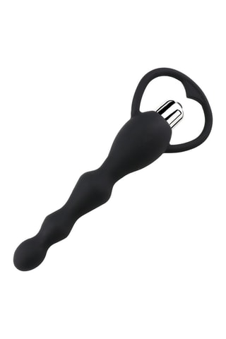 Plug anal Chapelet vibrant - Noir - 16 cm