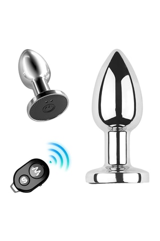 Plug anal vibrant avec télécommande - Argenté - 4 cm