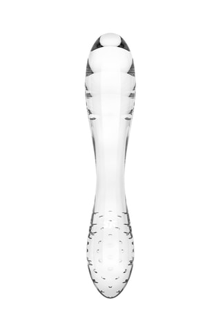 Godemiché en verre avec relief Dazzling - Transparent - 18,2 cm