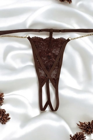 String en dentelle - Marron