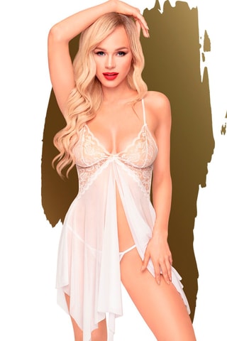 Babydoll et string Sweet Beast - Blanc