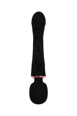 Vibromasseur 2-en-1 Rabbit & wand - Noir - 10 cm