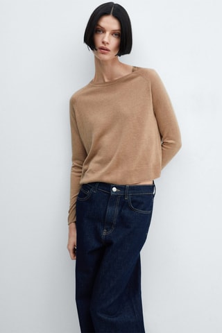 Pull-over maille fine col rond - Marron