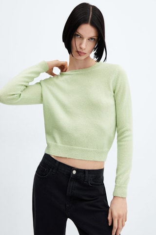Pull-over maille col rond - Vert pastel
