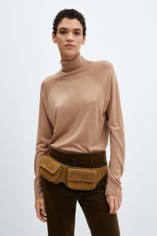 Pull-over maille fine col roulé - Marron