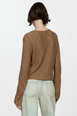 Pull-over maille lâche manches cloche - Marron