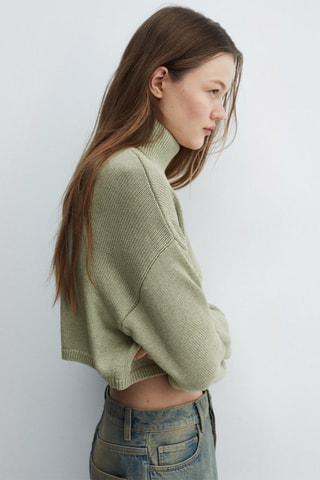 Pull-over maille col roulé - Kaki