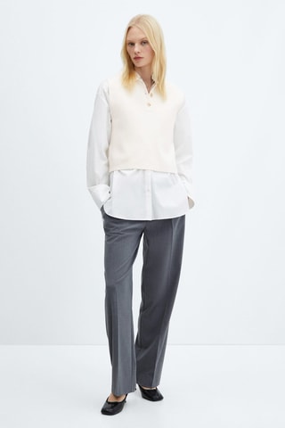 Gilet maille col boutonné - Brut