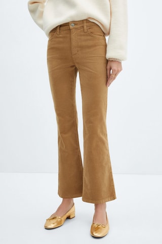 Pantalon flare crop velours câtelé - Marron