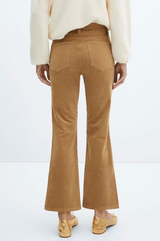 Pantalon flare crop velours câtelé - Marron