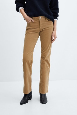 Pantalon flare taille normale velours câtelé - Marron