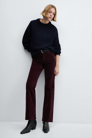 Pantalon flare taille normale velours câtelé - Lie de vin