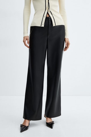 Pantalon taille haute similicuir - Noir