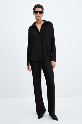 Pantalon wideleg texturé - Noir