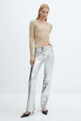 Pantalon métallisé ceinture - Argenté