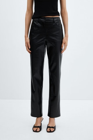 Pantalon droit effet imprimé animal - Noir
