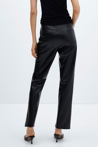 Pantalon droit effet imprimé animal - Noir