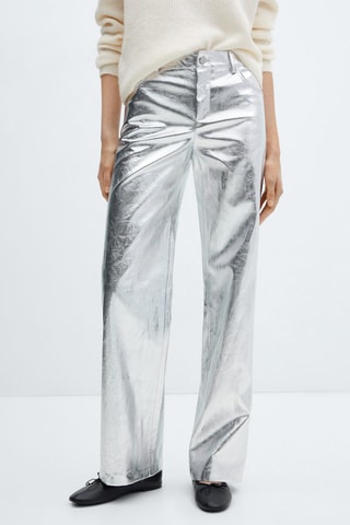 Pantalon wideleg métallisé - Argenté