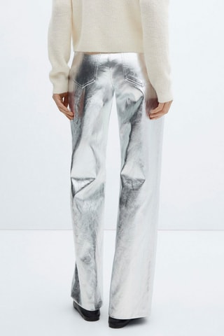 Pantalon wideleg métallisé - Argenté