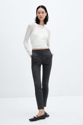 Pantalon skinny crop - Gris clair