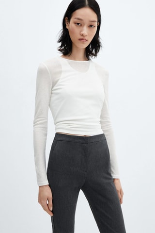 Pantalon skinny crop - Gris clair
