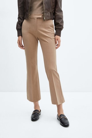 Pantalon évasé crop - Marron