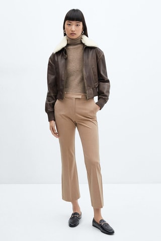 Pantalon évasé crop - Marron