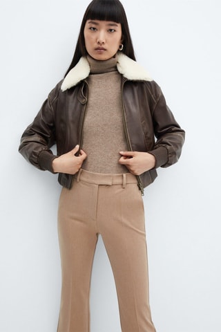 Pantalon évasé crop - Marron