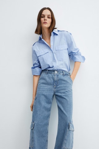 Jean loose cargo poches - Bleu