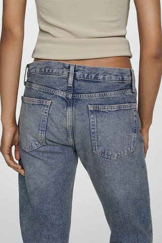 Jean girlfriend taille basse déchiré - Bleu vintage