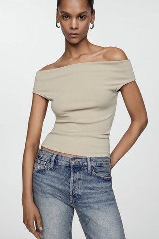 Jean girlfriend taille basse déchiré - Bleu vintage