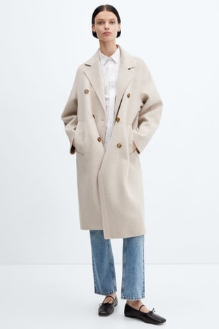 Manteau laine fait main oversize - Gris clair