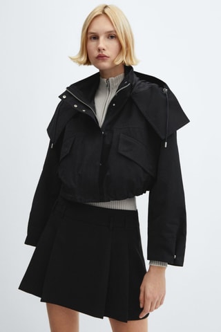Parka crop capuche - Noir